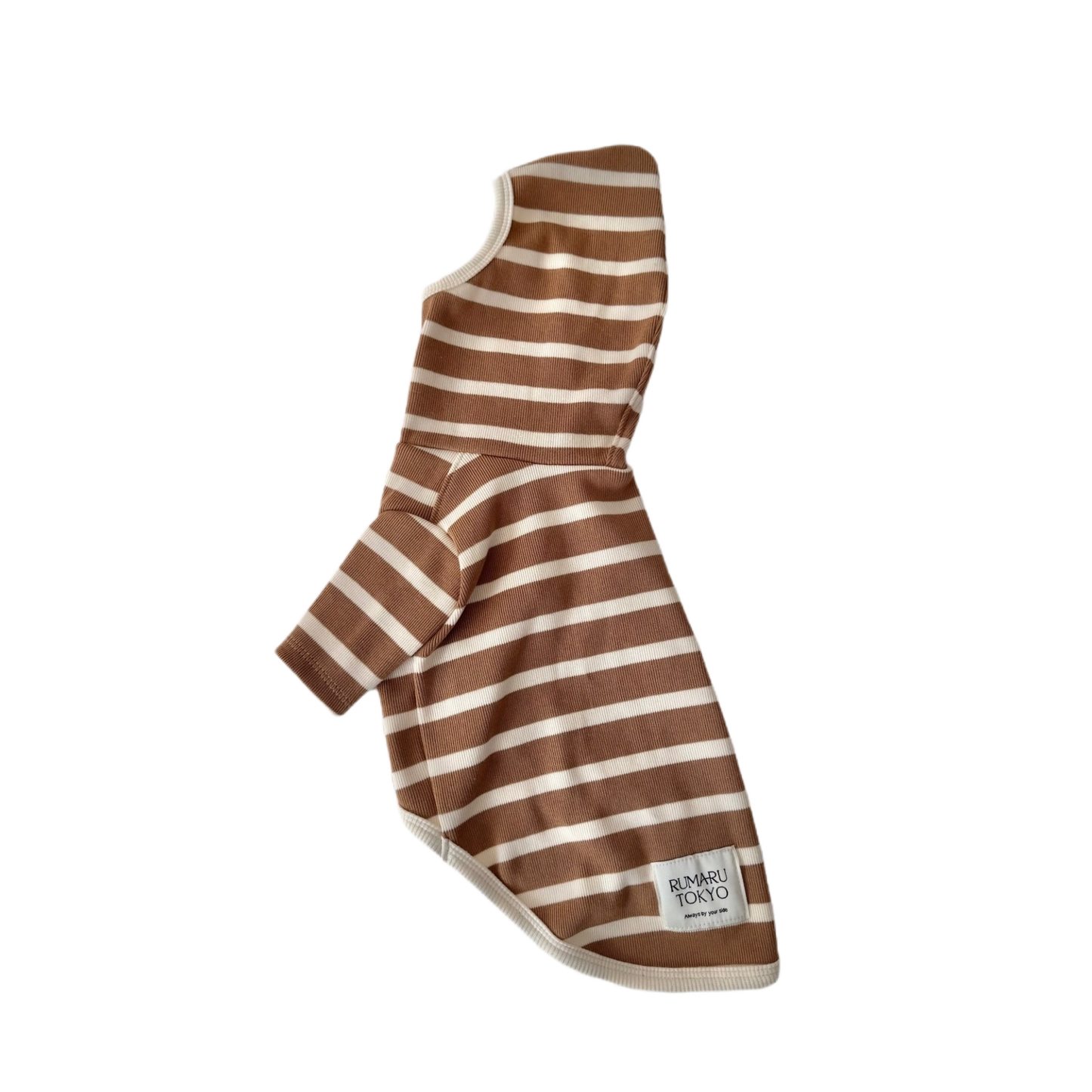 リブボーダートップス/ロンパース (ベージュ)