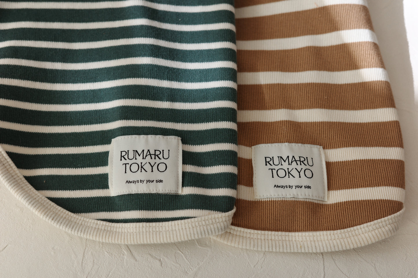 リブボーダートップス/ロンパース (ベージュ)