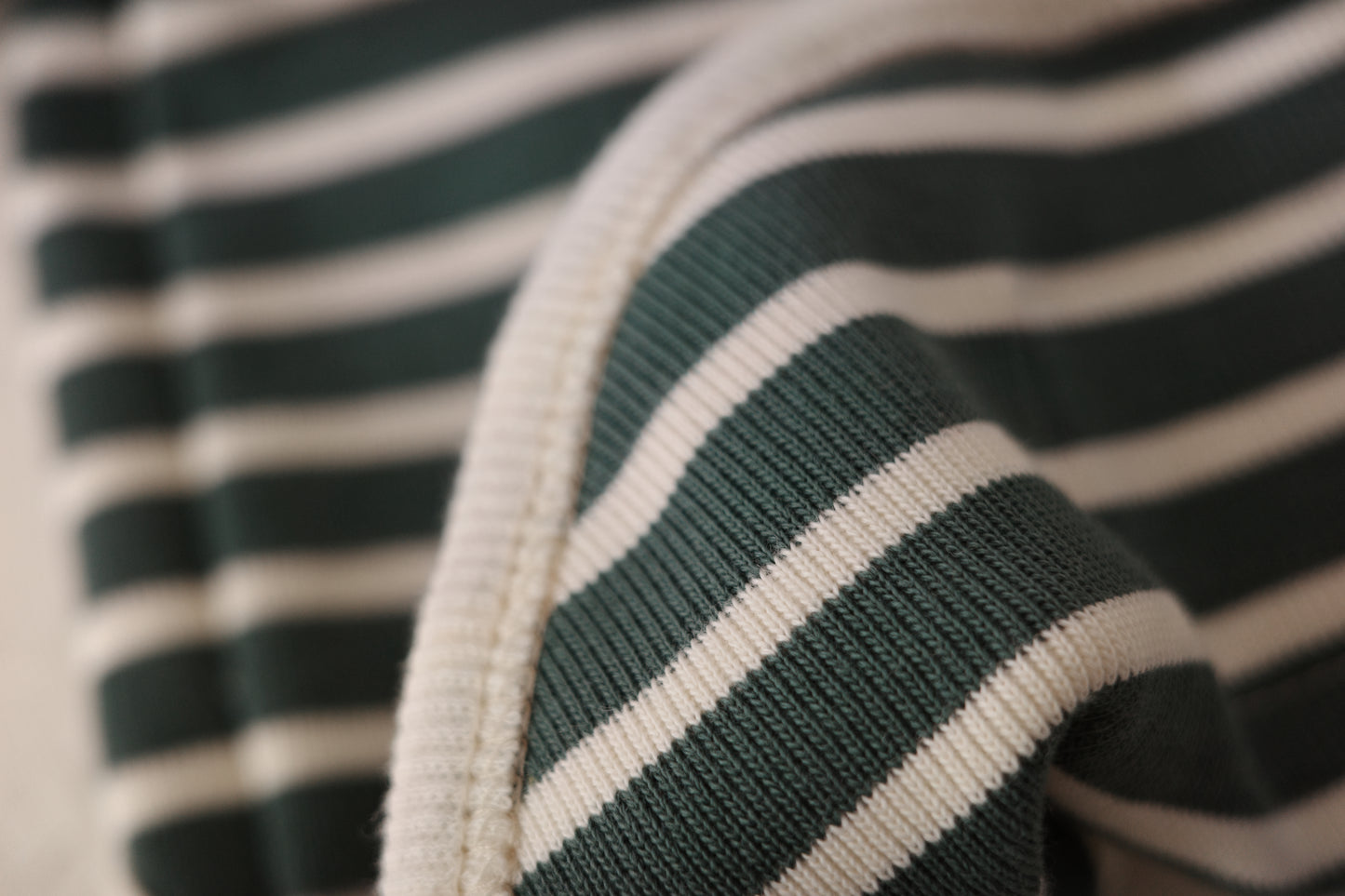 リブボーダートップス/ロンパース (グリーン)